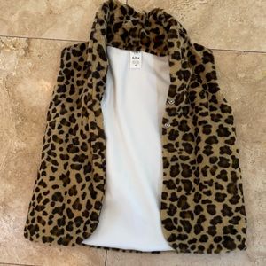Girls Leopard Faux Fur Vest